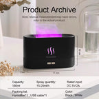 Transform Your Space with the Flame Effect Aroma Diffuser – Ultrasonic Cool Mist Humidifier with LED Light