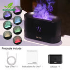 Transform Your Space with the Flame Effect Aroma Diffuser – Ultrasonic Cool Mist Humidifier with LED Light