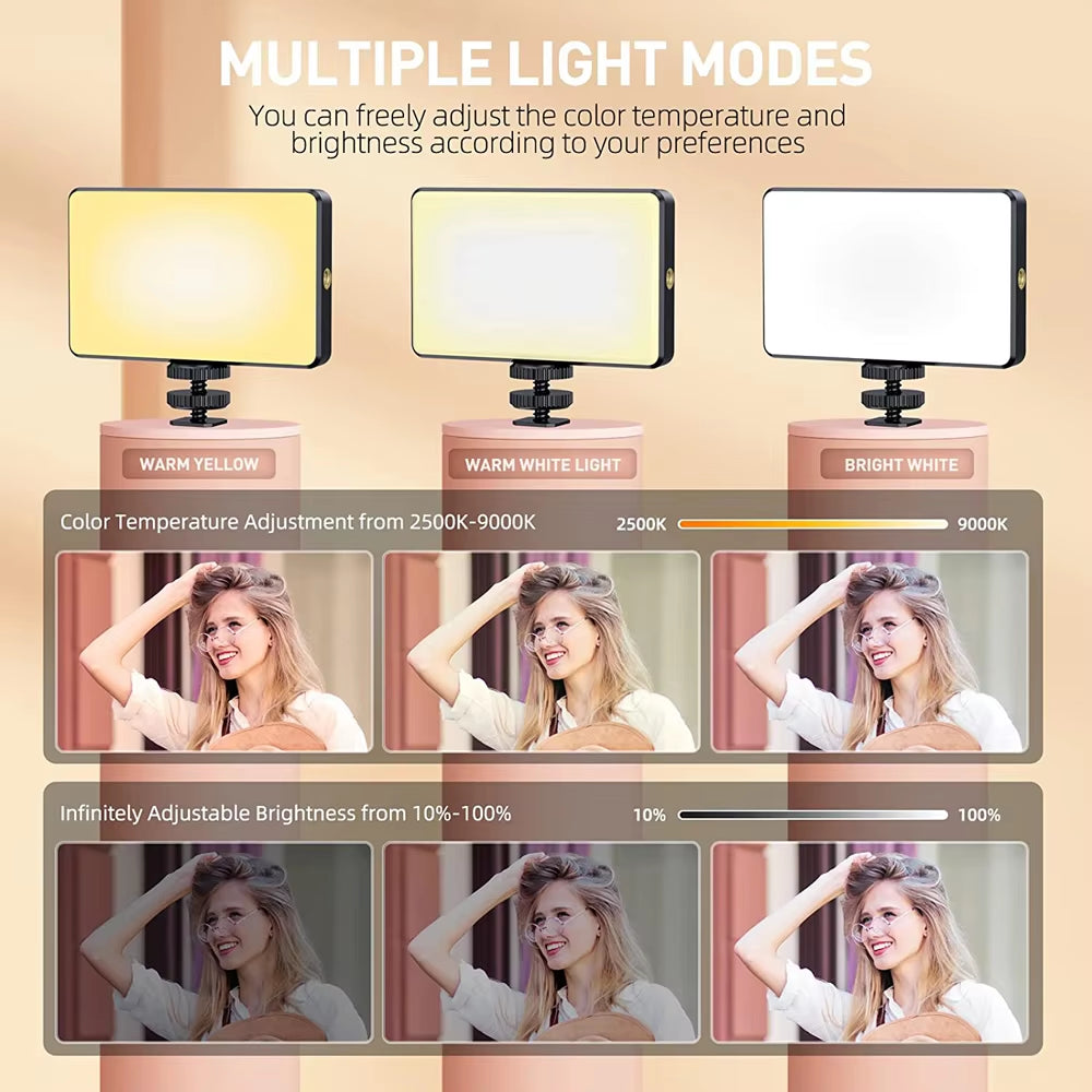 Illuminate Your Selfies: 120 LED Rechargeable Clip-On Video Light for Perfect Content Creation