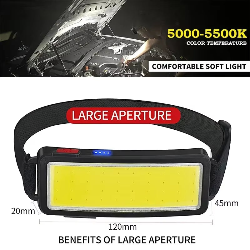 Ultimate Rechargeable COB LED Headlamp – Bright, Versatile, and Waterproof for All Your Outdoor Adventures