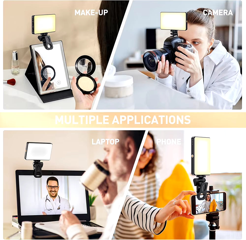 Illuminate Your Selfies: 120 LED Rechargeable Clip-On Video Light for Perfect Content Creation