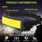 Ultimate Rechargeable COB LED Headlamp – Bright, Versatile, and Waterproof for All Your Outdoor Adventures
