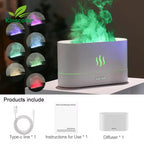 Transform Your Space with the Flame Effect Aroma Diffuser – Ultrasonic Cool Mist Humidifier with LED Light