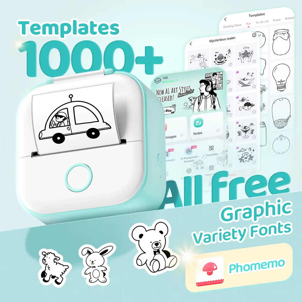 Phomemo T02 Mini Bluetooth Thermal Printer – Your Portable Solution for Stickers and Labels