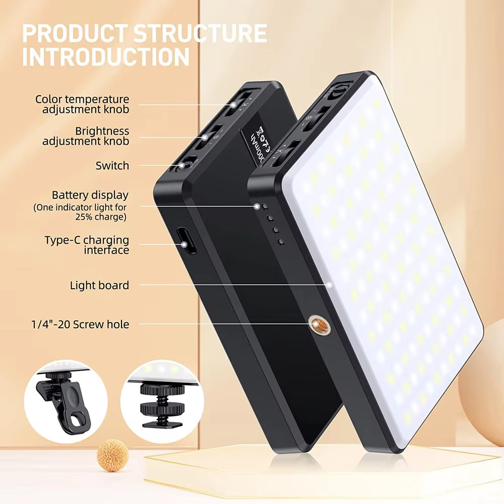 Illuminate Your Selfies: 120 LED Rechargeable Clip-On Video Light for Perfect Content Creation