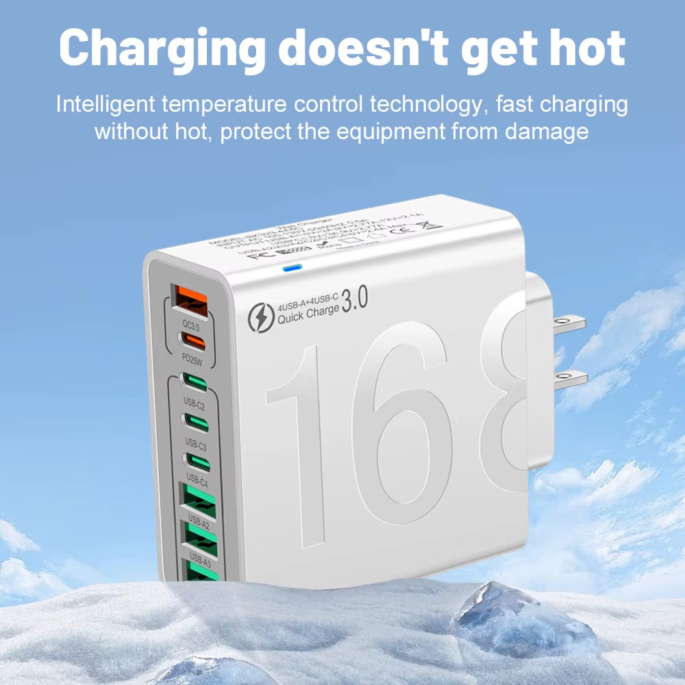 Power Up Fast with the 150W Multi-Port USB Charger – Ideal for Xiaomi, iPhone, Samsung, and Huawei!
